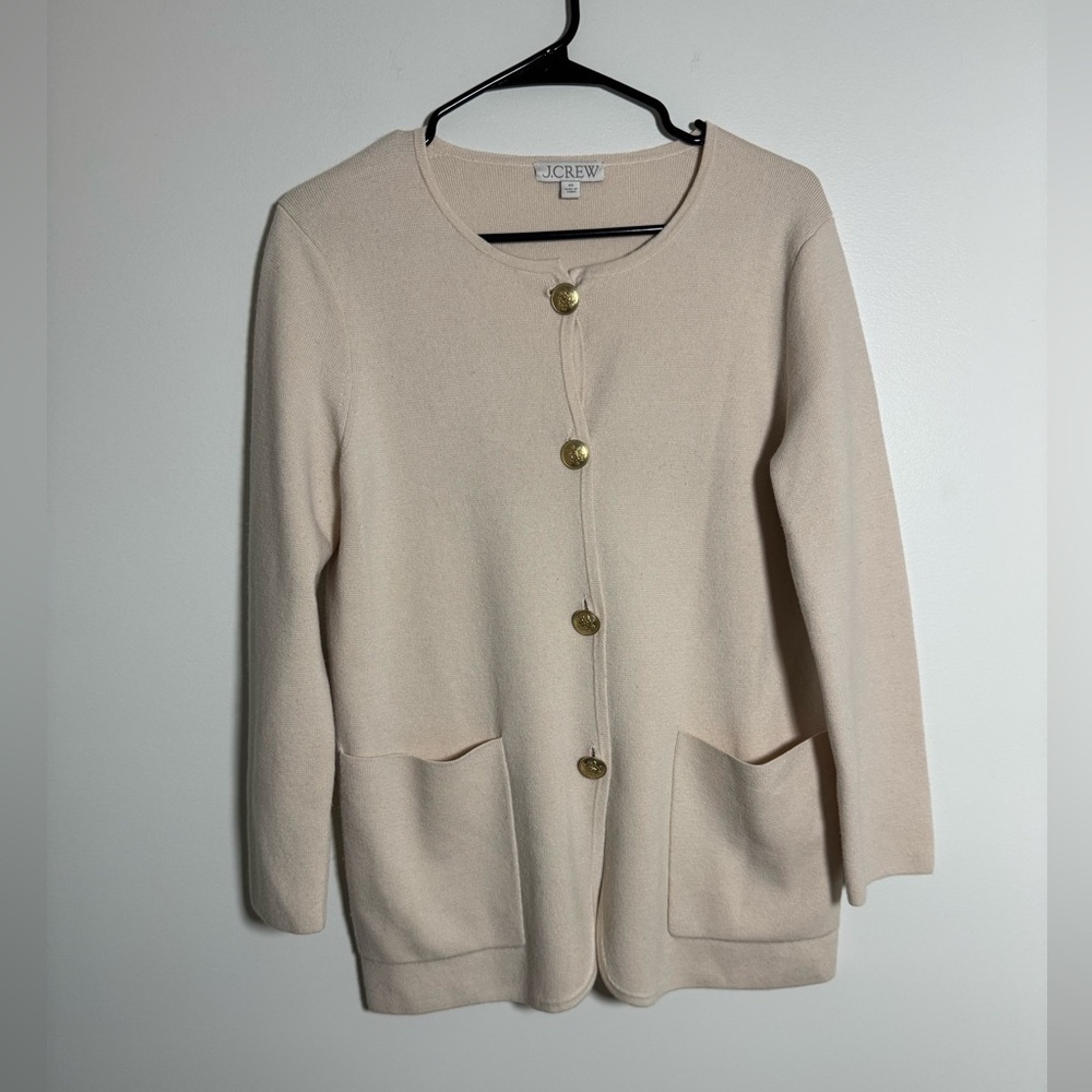 J.Crew Cream Cardigan Gold Button Sweater XS Classic